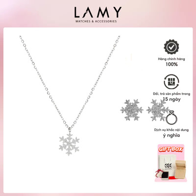 Bộ quà tặng trang sức LAMY Dây chuyền khuyên tai Romantic Snowflake Silver 6033 - 3010