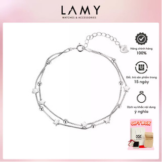 Lắc tay bạc nữ cde star double strap silver bracelet cde2207 - bạc cao cấp