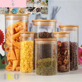 HŨ THUỶ TINH NẮP GỖ ĐỰNG GIA VỊ 1200ML