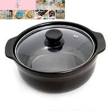 Nồi đất 1l kèm nắp kính - nồi gốm sứ có vung