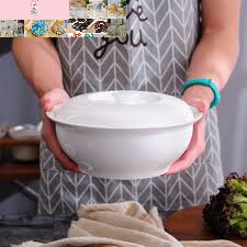 Thố sứ trắng đựng cơm canh - Bát sứ trắng có nắp đậy