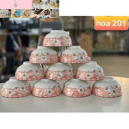 Combo 10 bát cơm hoa họa tiết 4d nhiều mẫu
