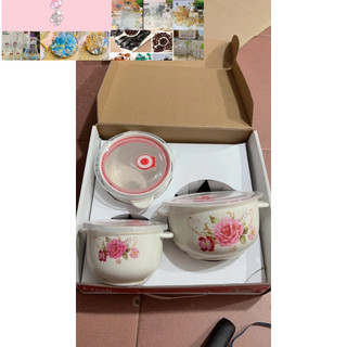Bộ 3 bát thố sứ có tay cầm