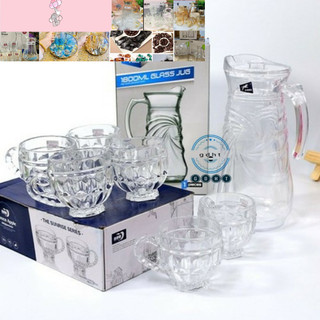 Bộ 6 ly cốc thủy tinh ZB có quai trắng- Cốc thủy tinh có quai