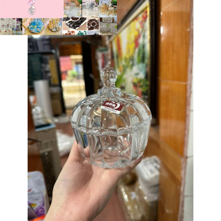hũ mứt thủy tinh 3 chân trắng