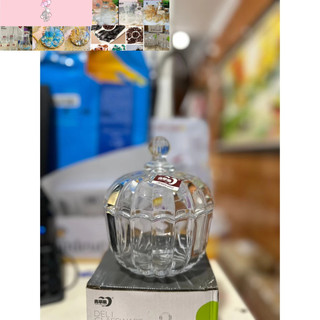 hũ mứt thủy tinh 3 chân trắng