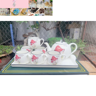Bộ Bình Cốc, Ấm Chén Kèm Khay Sứ Xương