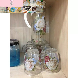 bộ bình cốc thủy tinh hoa văn đẹp