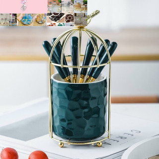 Cốc sứ đựng thìa, dĩa hình lồng chim