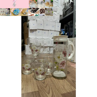 bộ bình cốc thủy tinh hoa văn đẹp