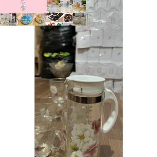 bộ bình cốc thủy tinh hoa văn đẹp