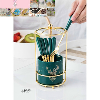 Cốc sứ đựng thìa, dĩa hình lồng chim