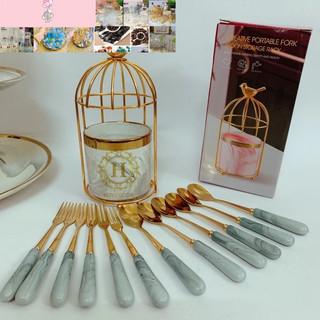 Cốc sứ đựng thìa, dĩa hình lồng chim