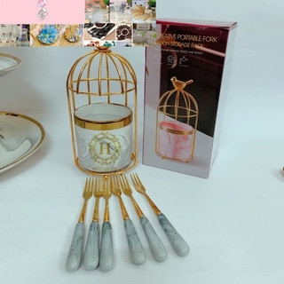 Cốc sứ đựng thìa, dĩa hình lồng chim