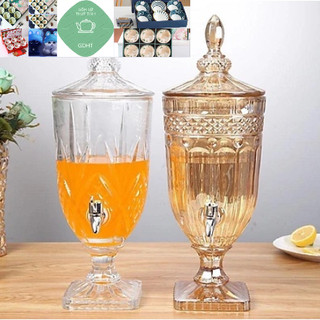 Bình thủy tinh đựng nước có vòi vặn inox đa năng màu trắng