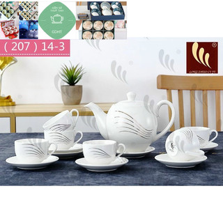Ấm chén sứ hàn quốc dáng tròn uống trà cao cấp nhiều họa tiết đẹp