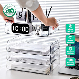 Khay Nhựa Trong Suốt Kệ Đựng Tài Liệu A4 Văn Phòng Xinh Xắn Giá Đựng Sách Để Bàn Decor Bàn Học