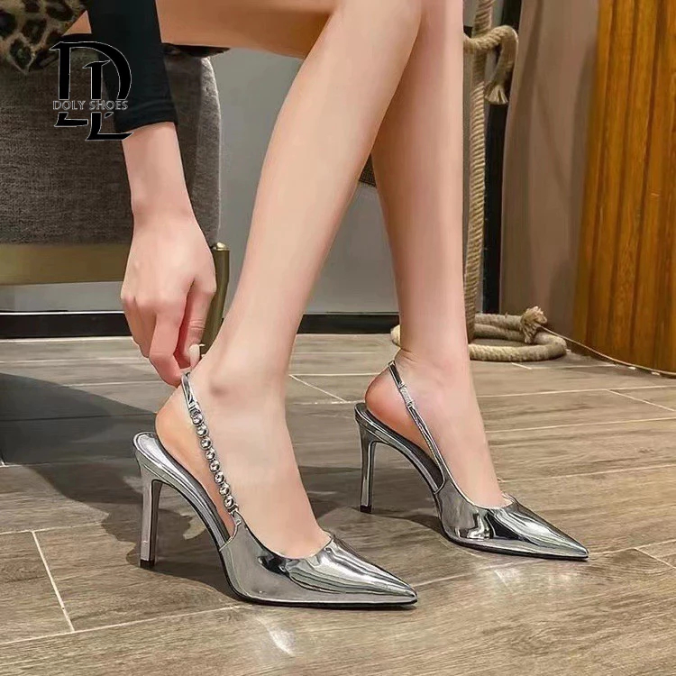 Giày Cao Gót Bít Mũi 9p, Giày Cao Gót Mũi Nhọn Loại 1 Hở Hậu Đính Đá Sang Trọng Đi Êm Chắc Chân Doly Shoes.