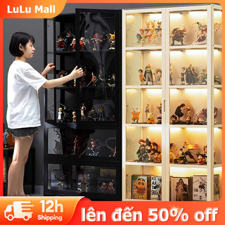 LuLu Tủ Kính Trong Suốt Đen Cao Cấp Xám Trắng Kệ Trưng Bày Mô Hình, Nước Hoa Lego Nhân Vật Yêu Thích