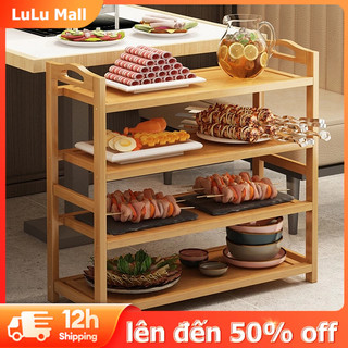 Lulu Kệ Nguyên Liệu Nước Lẩu Kệ Gia Vị Để Bàn Nhà Bếp Mặt Tre Loại 3 4 5 Tầng