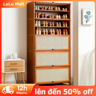 LULU Hộp đựng giày Tủ giày cửa lật Cây tre Chống ẩm chống bụi Cổng vào Tủ giày nhiều tầng Chứa được số lượng lớn giày