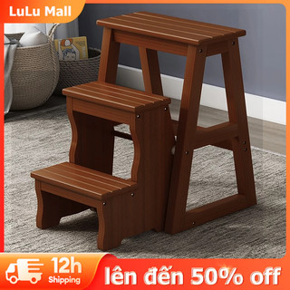 LuLu Ghế thắp nhang 3 bậc xếp gọn, gỗ cao su cao 85cm - Ghế thang đa năng xếp gọn