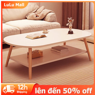 Lulu Bàn trà sofa chữ nhật chân gỗ tự nhiên chắc chắn, Bàn cafe chữ nhật mặt bàn bo góc cua mềm mại