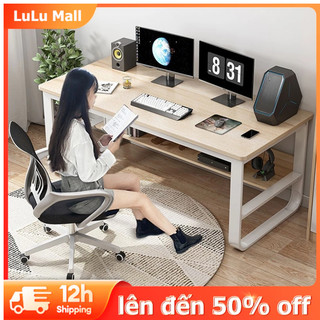 LuLu Bàn làm việc U bàn học đa năng mặt bàn gỗ chống xước chân sắt tròn to chắc chắn giá rẻ cho sinh viên