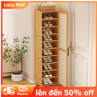 LULU Tủ giày tre cửa mây tre Cao Cấp đan Vintage Kệ để giày dép, Tủ giày thông minh