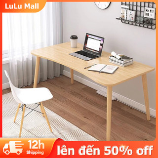 LuLu bàn dài bàn học bàn gỗ bàn làm việc bàn học sinh Trắng Màu gỗ Đơn giản phong cách Hàn Quốc Miễn phí vận chuyển
