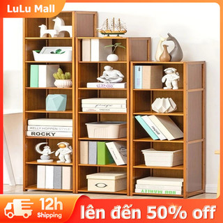 LuLu Kệ sách gỗ Với bảng điều khiển phía sau tủ gỗ chữ để đồ năng giá sách đứng trưng bày