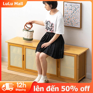 LuLu Tủ giày thông minh cửa lùa cửa gấp gỗ tre tự nhiên kệ giày gỗ sơn bóng chống nước, mối mọt cao cấp