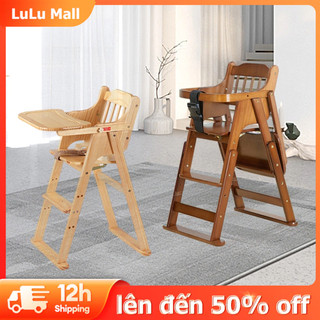Lulu 【Miếng đệm bông miễn phí】Ghế gỗ ăn dặm điều chỉnh 3 nấc, dây đai an toàn cho bé từ 6 tháng->10 tuổi