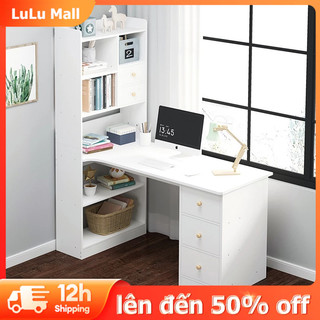 LuLu Bàn vi tính văn phòng kèm kệ sách gỗ có hộc+ hộc làm việc