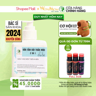Sữa tắm gội thảo mộc 2in1 cho bé WonMom 250ml