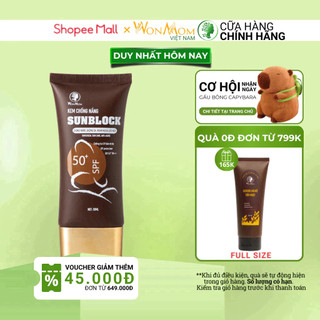 Kem chống nắng vật lý an toàn cho da nhạy cảm bà bầu và trẻ em SPF50+ Wonmom 50ml