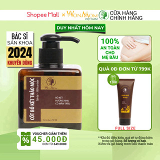 Cốt thảo dược bồ kết gội đầu nuôi dưỡng tóc đen mượt, giảm rụng tóc sau sinh, hết nấm ngứa da đầu WonMom 250ml (không bọ