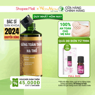 Gừng Hạ Thổ Toàn Thân Wonmom 200ml giữ ấm, săn chắc giảm mùi cho mẹ sau sinh