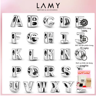 Charm bạc LAMY bảng chữ cái in hoa - Charm bạc S925 cao cấp