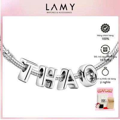 Charm bạc LAMY mix tên Thảo - Charm bảng chữ cái cao cấp