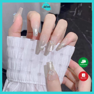  Nail Box Thiết Kế Ombre Mắt Mèo Đính Charm NB76 Nailbox Móng Úp Thiết Kế Sang Chảnh - annienails 