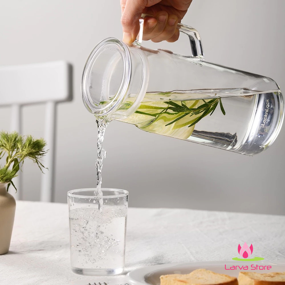 Bình nước thủy tinh chịu nhiệt Borosilicate LocknLock Metro Glass Jug 1.2L LLG6100