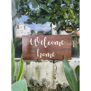Bảng gỗ treo 1 mặt Welcome home 17 (lớn) - Luxi Decor