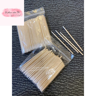 Bông tăm chấm cán gỗ dùng trong phun xăm nail mi