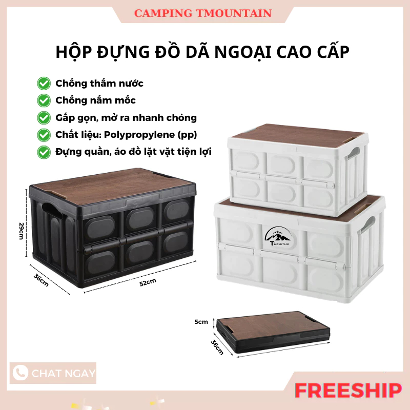 bàn camping gấp gọn dã ngoại, cắm trại du lịch, hộp xếp gấp gọn dã ngoại tiện lợi đi camping du lịch