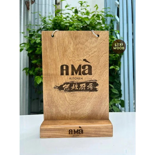 Menu gỗ A5 để bàn có khoen tròn - Luxi Decor