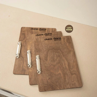 Menu gỗ kẹp còng A4/A5 - Menu Nhà hàng - Cafe LUXI DECOR