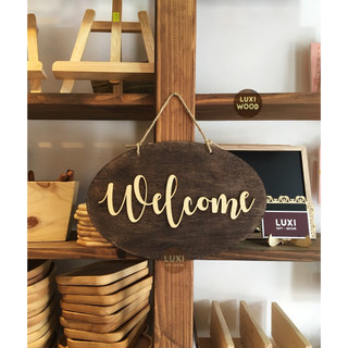 Bảng gỗ treo cửa 2 mặt Welcome - Closed - LUXI DECOR