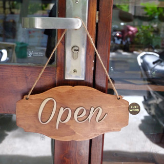 Bảng gỗ treo cửa 2 mặt Open - Closed 14- LUXI DECOR