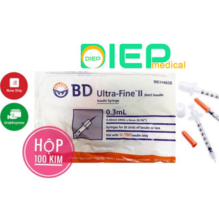 ✅ BD ULTRA - FINE II SHORT NEEDLE 0.3ML/U100 HỘP 100 CÂY - Kim tiêm Insulin đái tháo đường